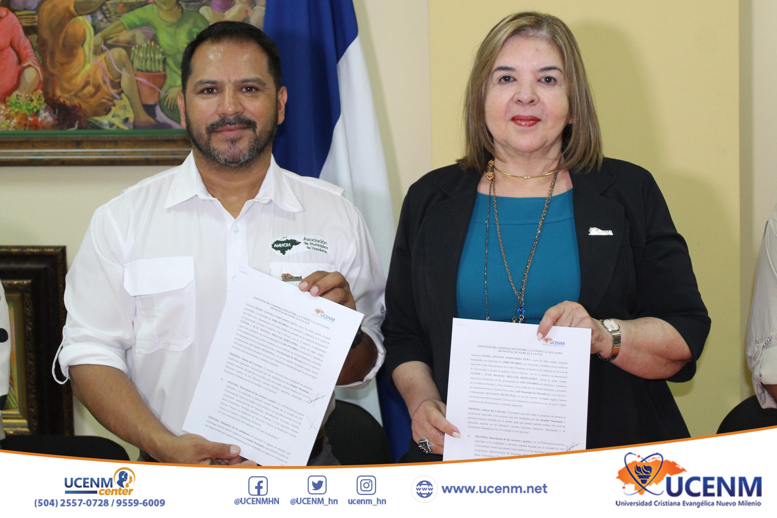 UCENM y La Alcaldía de Marcala firman convenio para Beneficio de los Estudiantes